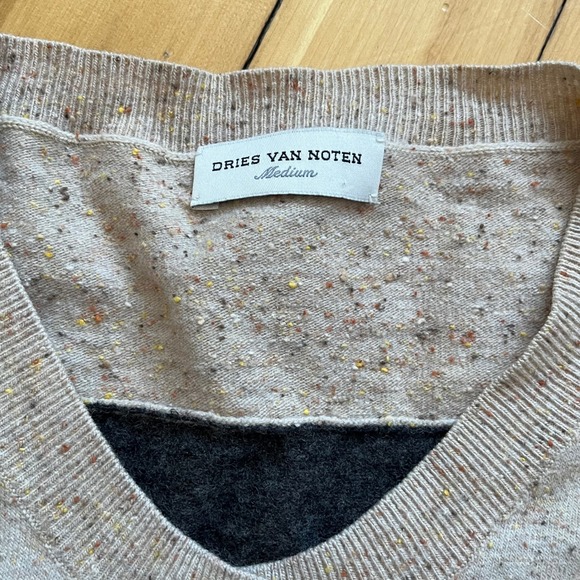 Dries Van Noten Colorblock Medium Wool Alpaca Silk Cardigan Sweater Beige Grey - Picture 2 of 9